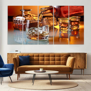 Elegant Whiskey Canvas Wall Art Print Scotch Art Bourbon Art