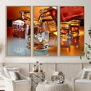 Elegant Whiskey Canvas Wall Art Print Scotch Art Bourbon Art