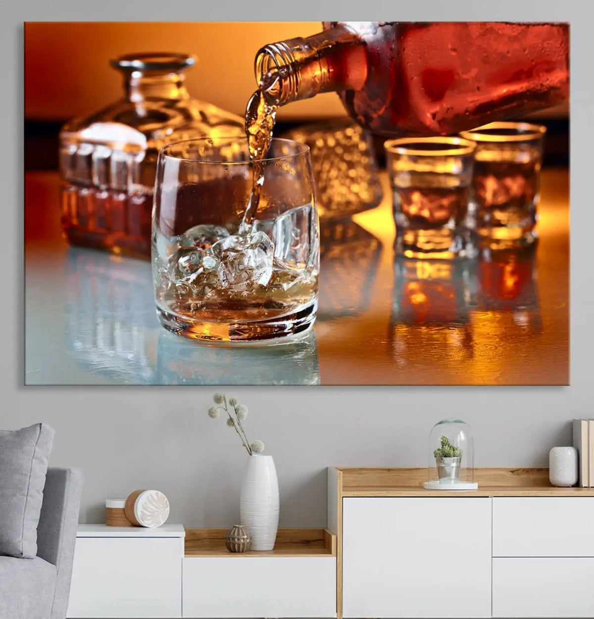 Elegant Whiskey Canvas Wall Art Print Scotch Art Bourbon Art
