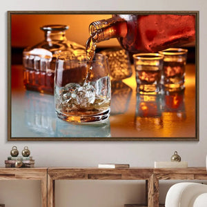 Elegant Whiskey Canvas Wall Art Print Scotch Art Bourbon Art