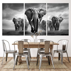 Elephant Family Wall Art Canvas Print, Framed Elephant Wall