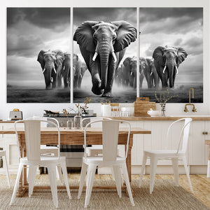 Elephant Family Wall Art Canvas Print, Framed Elephant Wall