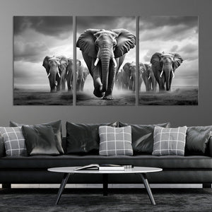 Elephant Family Wall Art Canvas Print, Framed Elephant Wall