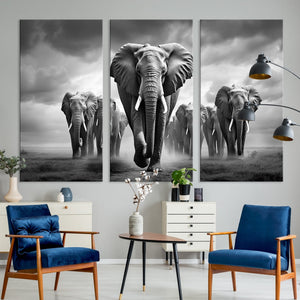 Elephant Family Wall Art Canvas Print, Framed Elephant Wall