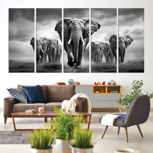 Elephant Family Wall Art Canvas Print, Framed Elephant Wall