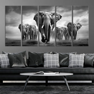 Elephant Family Wall Art Canvas Print, Framed Elephant Wall
