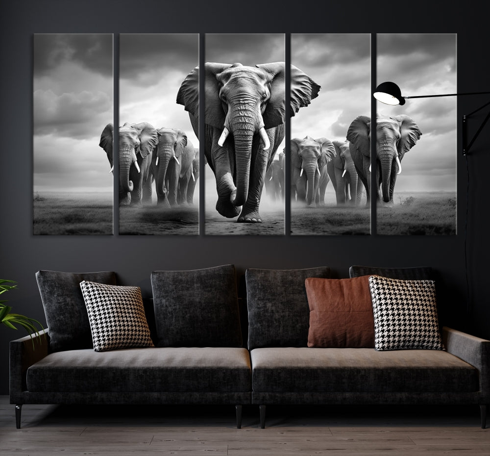 Elephant Family Wall Art Canvas Print, Framed Elephant Wall