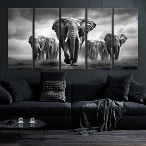 Elephant Family Wall Art Canvas Print, Framed Elephant Wall