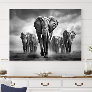 Elephant Family Wall Art Canvas Print, Framed Elephant Wall