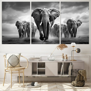 Elephant Family Wall Art Canvas Print, Framed Elephant Wall