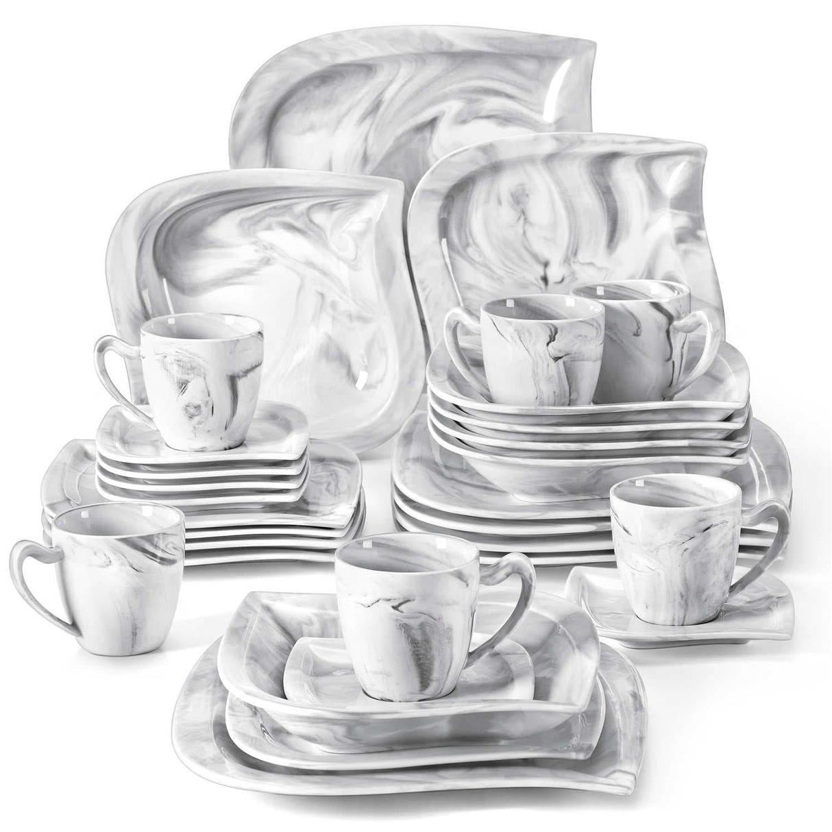 Elvira Marble Grey 30 Piece Dinnerware Set