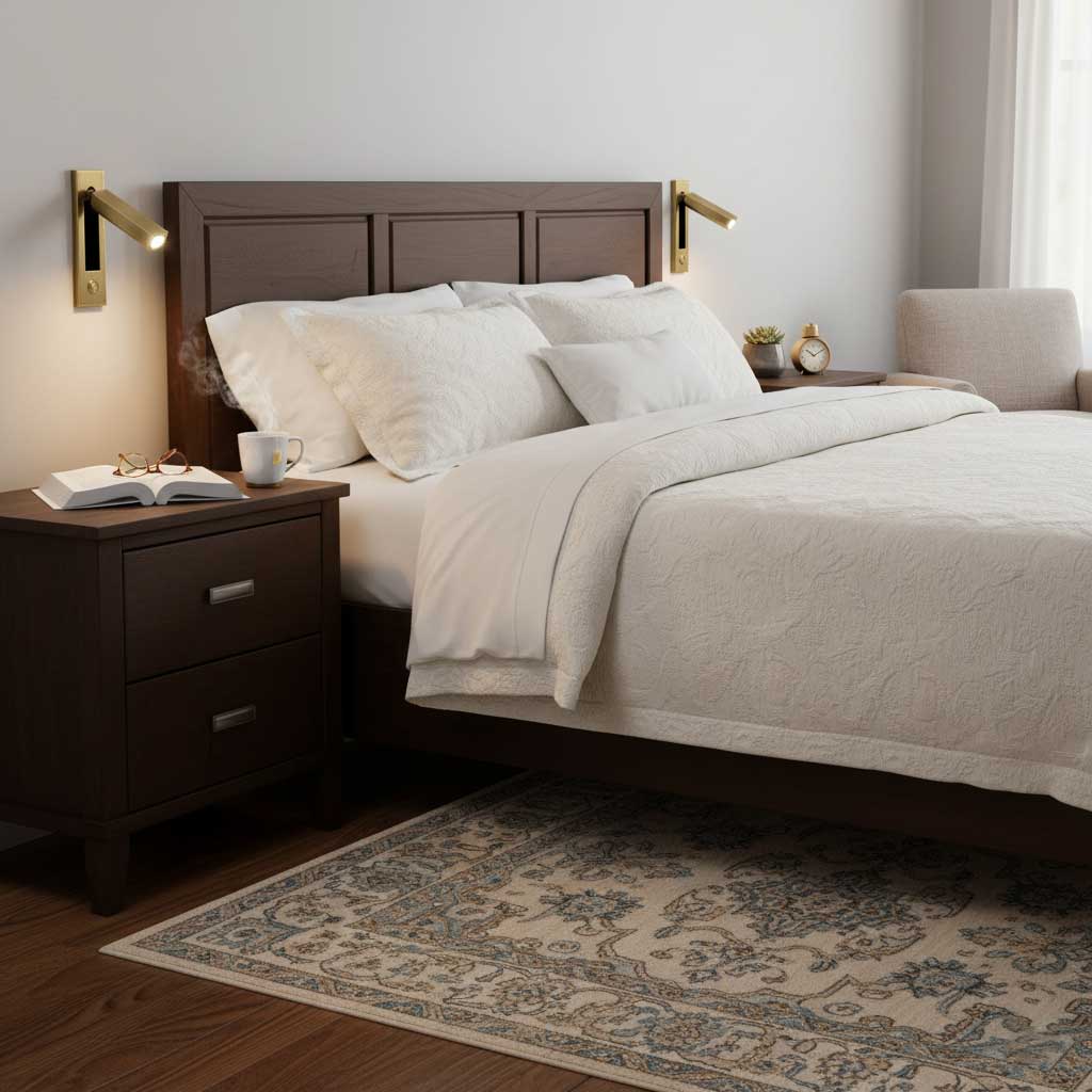 Recessed Folding Bedside Wall Sconce with Warm LED | Flush Reading Light for Bedrooms