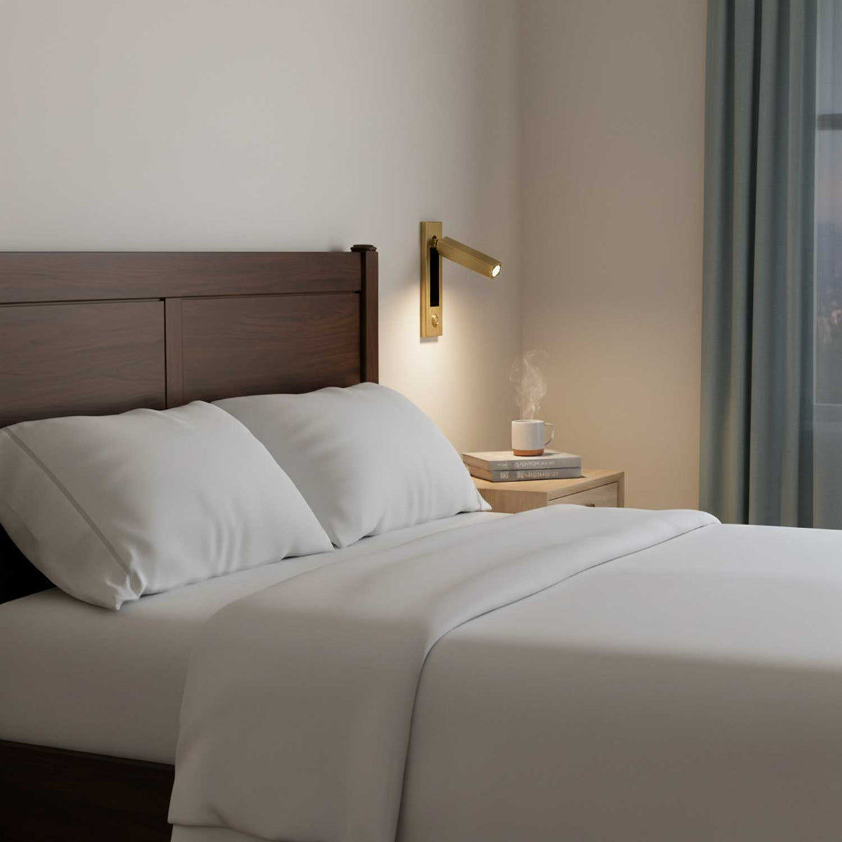 Recessed Folding Bedside Wall Sconce with Warm LED | Flush Reading Light for Bedrooms