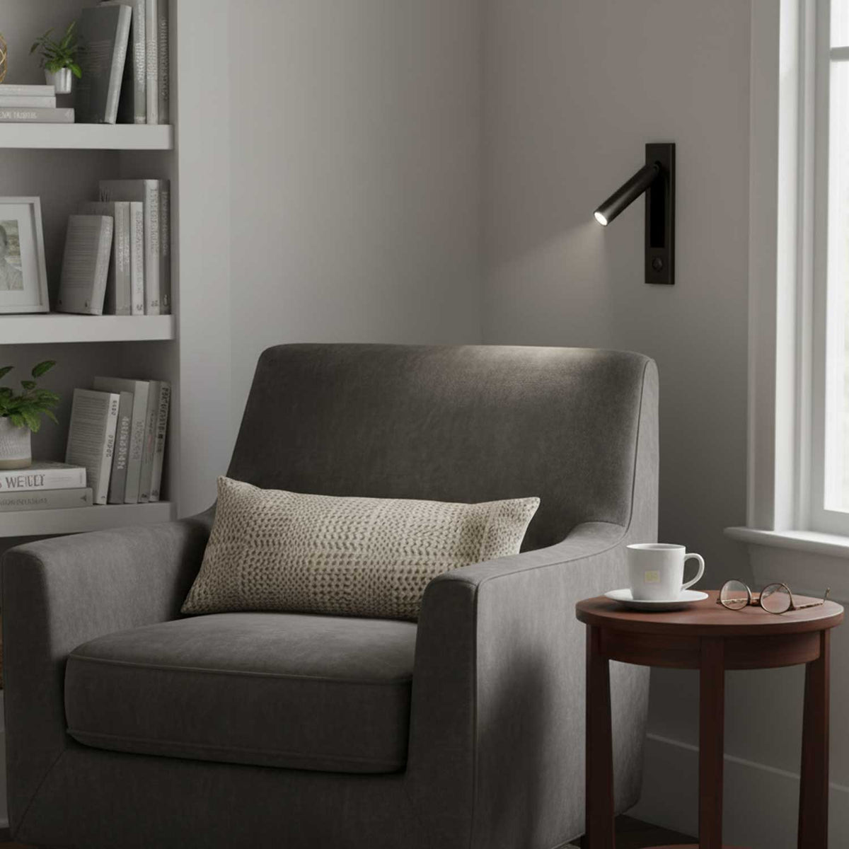 Recessed Folding Bedside Wall Sconce with Warm LED | Flush Reading Light for Bedrooms