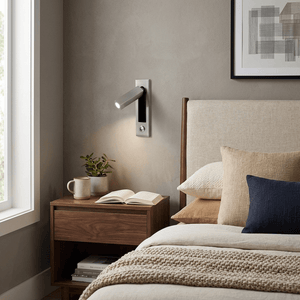 Recessed Folding Bedside Wall Sconce with Warm LED | Flush Reading Light for Bedrooms
