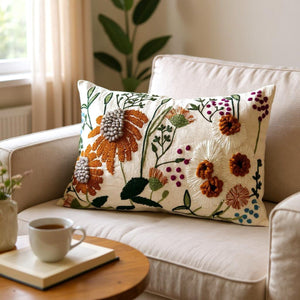 16" x 24" Oversized Floral Embroidered Throw Pillow Cover Sham