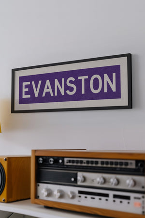 Framed Evanston Purple Bus Scroll