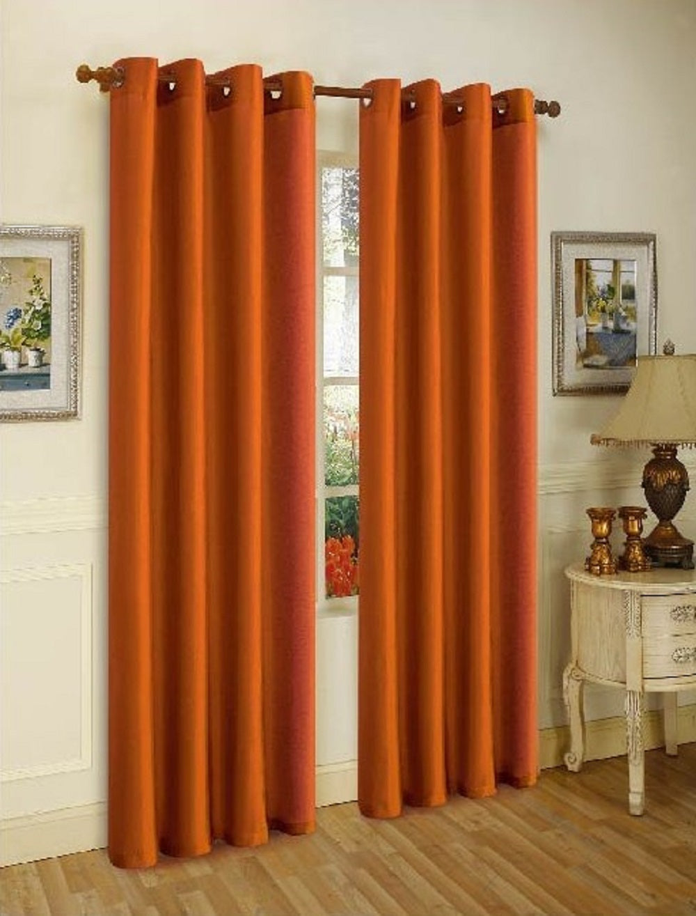 J&V Textiles 2 Panels Solid Grommet Faux Silk Window Curtain Drapes Treatment in 84" Length