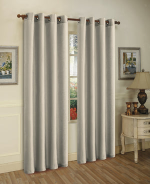 J&V Textiles 2 Panels Solid Grommet Faux Silk Window Curtain Drapes Treatment in 84" Length