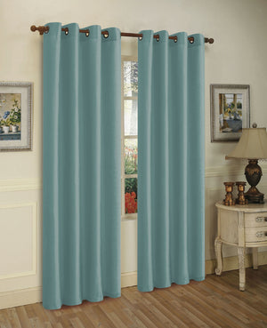 J&V Textiles 2 Panels Solid Grommet Faux Silk Window Curtain Drapes Treatment in 84" Length