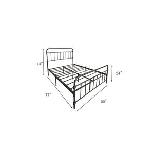 Full size Farmhouse Black Metal Bed Frame with Rounded Headboard Footboard