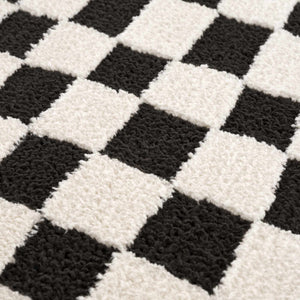 Lajos Black & White Checkered Plush Rug