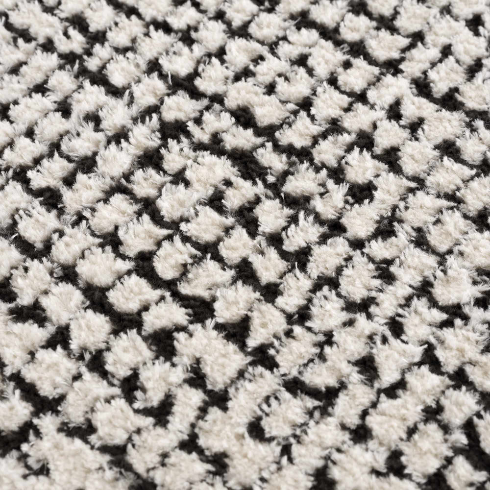 Keita Cream & Black Grid Plush Rug