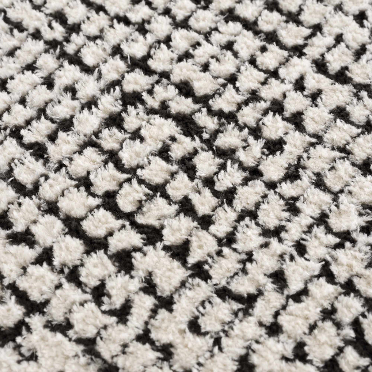 Keita Cream & Black Grid Plush Rug