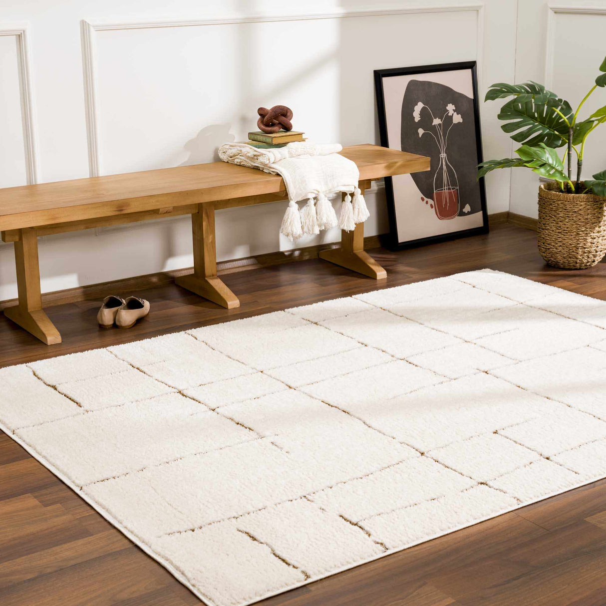 Koume Ivory & Brown Area Rug