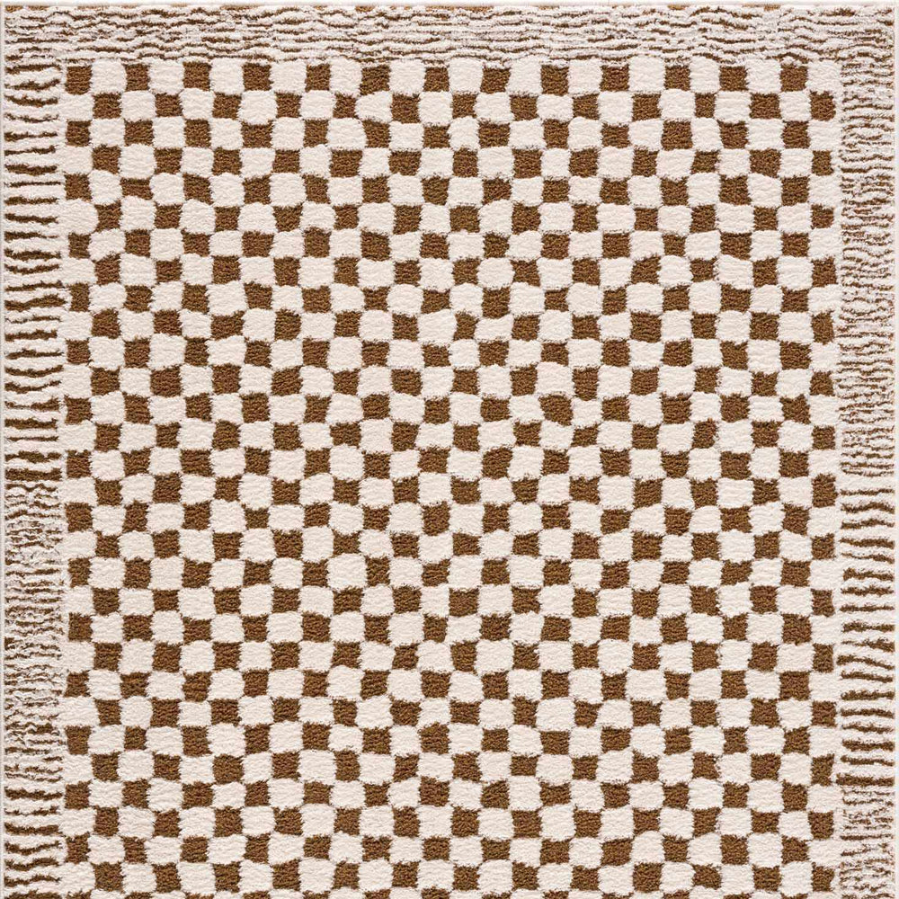 Leryn Brown Checkered Plush Rug