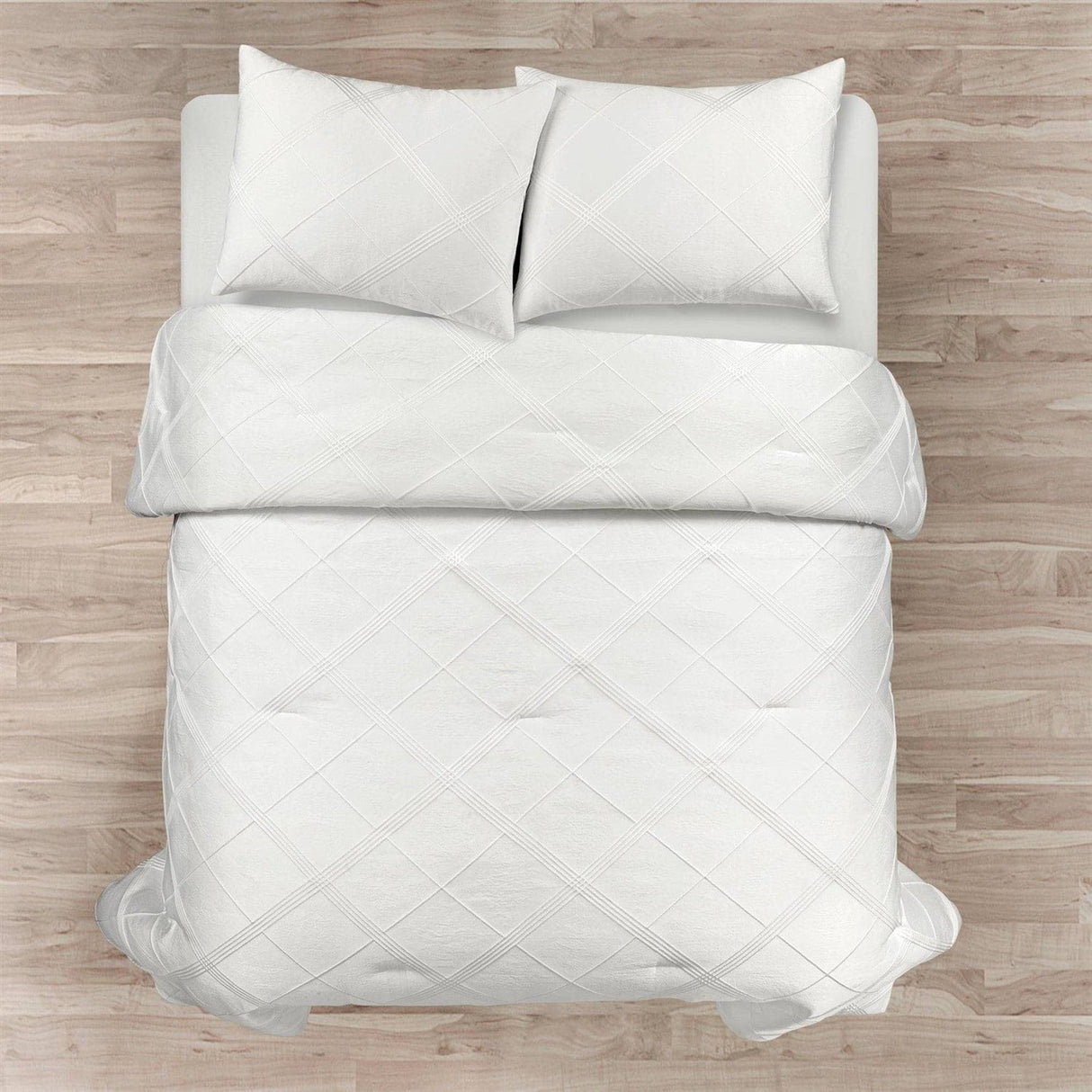 King/California King White Diamond Jacquard 3 PCS Comforter Set