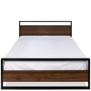 Queen size Farmhouse Metal Wood Platform Bed Frame with Headboard Footboard