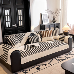 Vertical Stripes Sectional Sofa Cover Slipcover - Non-Slip, Fits L-Shape Couches
