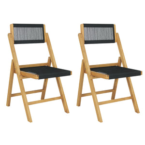 Olivier Coastal Modern Wood Roped Folding Chair with Adjustable Back