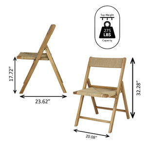 Kiawah coastal modern wood woven seagrass folding chair