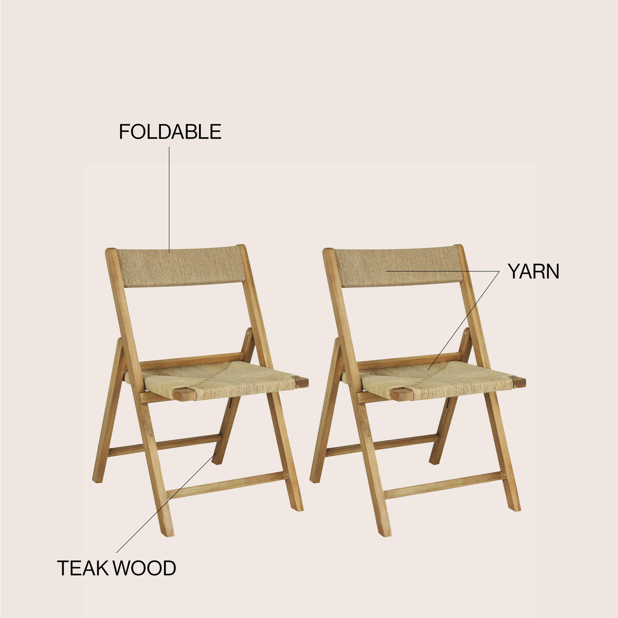 Kiawah coastal modern wood woven seagrass folding chair