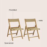 Kiawah coastal modern wood woven seagrass folding chair