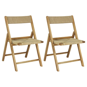 Kiawah coastal modern wood woven seagrass folding chair