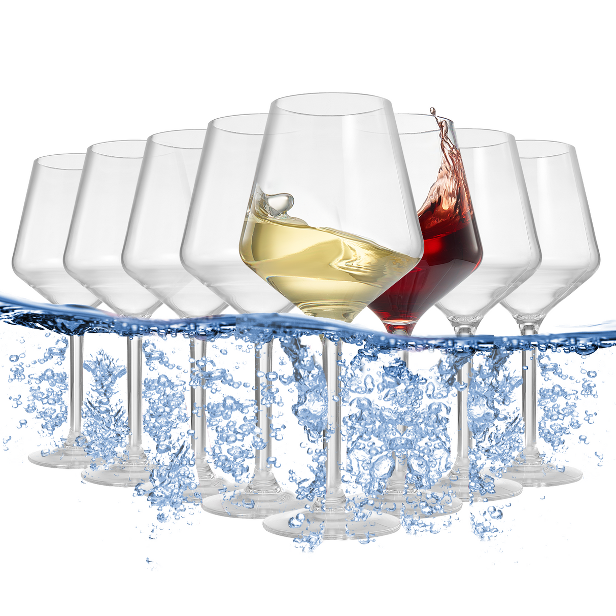 Barcelona Acrylic Stemmed Wine Glassware, Set of 8