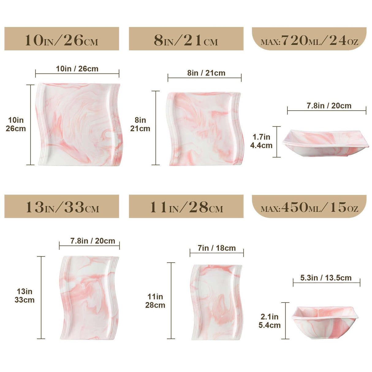 Flora Marble Pink 26 Piece Dinnerware Set