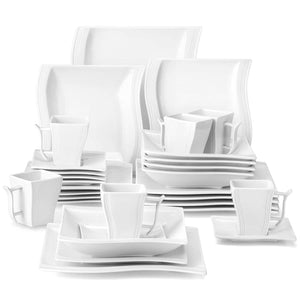 Flora Marble Grey 30 Piece Dinnerware Set