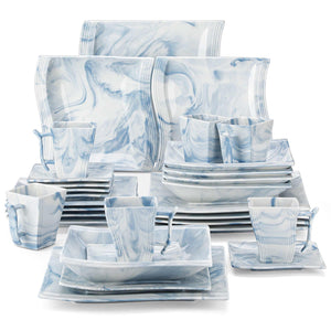 Flora Marble Pink 30 Piece Dinnerware Set