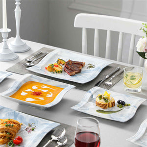Flora Marble Grey 30 Piece Dinnerware Set