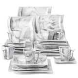 Flora Marble Blue 30 Piece Dinnerware Set