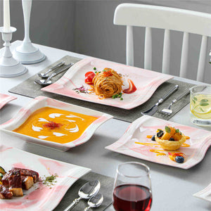 Flora Marble Pink 30 Piece Dinnerware Set