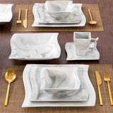 Flora Marble Grey 36 Piece Dinnerware Set
