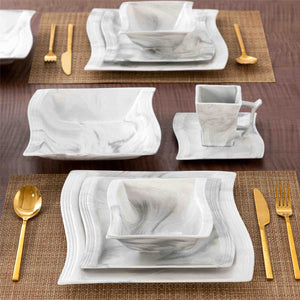 Flora Marble Grey 36 Piece Dinnerware Set