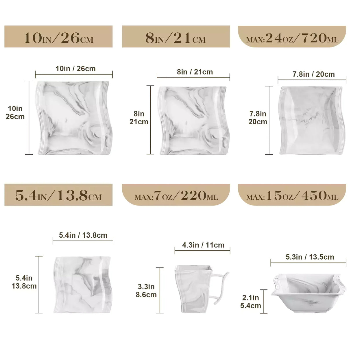 Flora Marble Grey 36 Piece Dinnerware Set