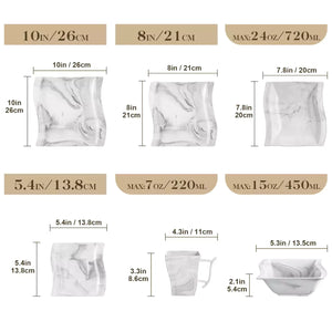Flora Marble Grey 36 Piece Dinnerware Set