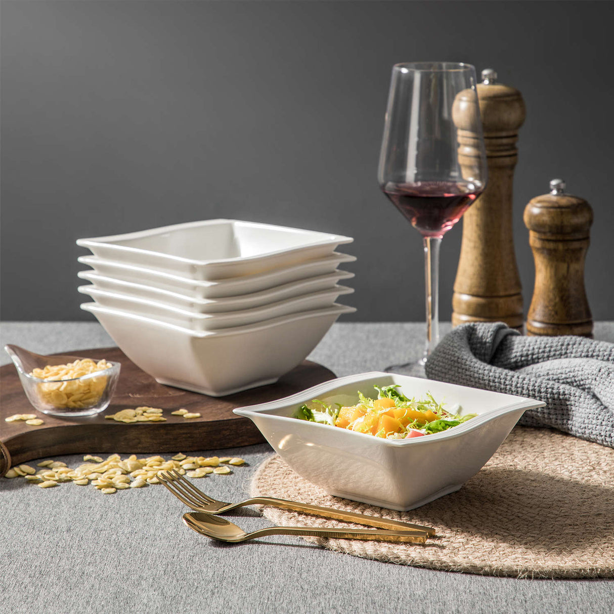 Flora Marble Grey Cereal Bowls Set of 6